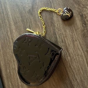 Louis Vuitton Heart Shaped Plum Colored Coin Purse